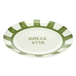 Assiette plate porcelaine "Dolce Vita" blanche et verte Ø26,5cm