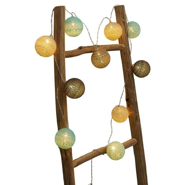 Guirlande lumineuse 10 boules beige noir bleu L165cm