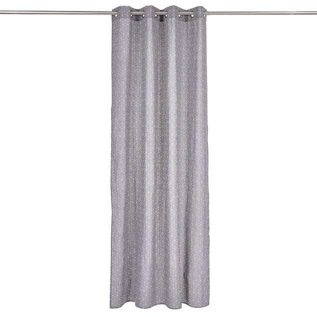 Rideau polycoton 140x240cm imprim&eacute; g&eacute;om&eacute;trique gris