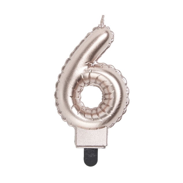 Bougie anniversaire chiffre 6 rose gold