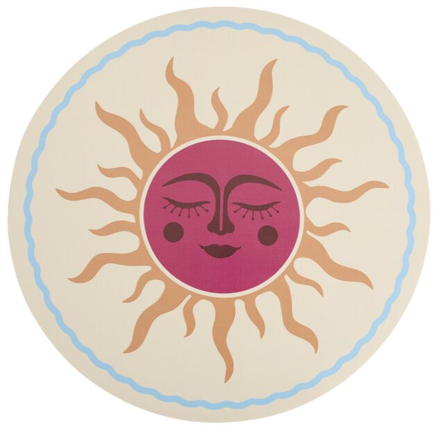 Set de table rond Indie plastique motif soleil rouge et bleu &Oslash;35cm
