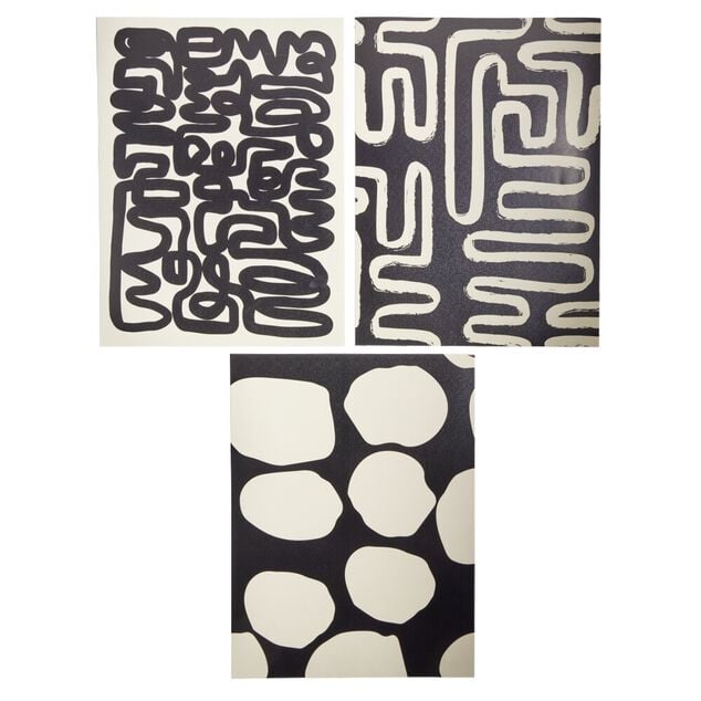 Affiche papier x3 thème abstrait noir et beige 30x40cm