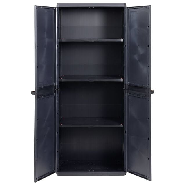 Armoire haute de garage plastique noire 3 tablettes 68x39xH100cm
