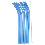 Paille r&eacute;utilisable en plastique multicolore x8