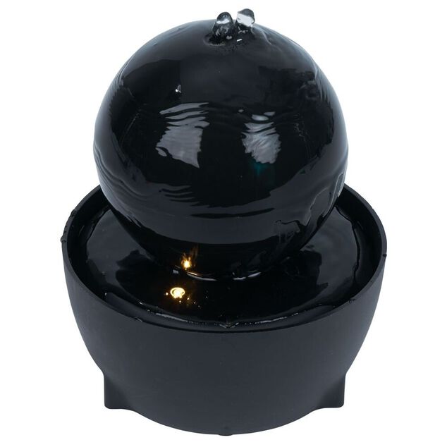 Fontaine d'int&eacute;rieur ronde lumineuse &agrave; piles noir &Oslash;12xH14cm