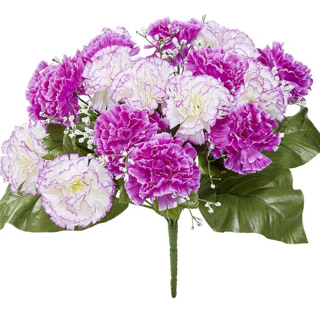 Bouquet d'oeillets et gypsophiles violet