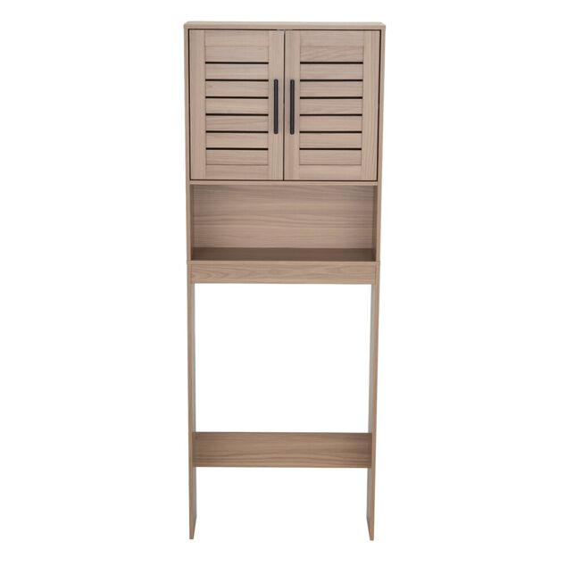 Meuble contour WC en bois 1 niche 2 portes L&eacute;on 58,5x19xH160cm