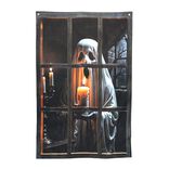 Rideau de porte Halloween fant&ocirc;me derri&egrave;re fen&ecirc;tre 78x120cm