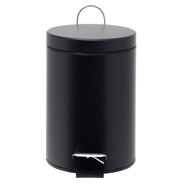 Poubelle salle de bain m&eacute;tal 3L noir