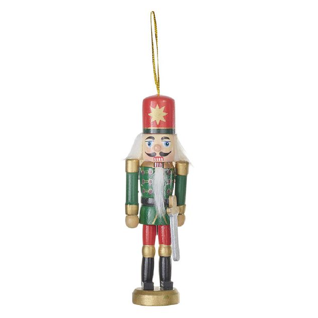 Suspension de No&euml;l soldat Casse Noisette en bois &Oslash;5xH12cm