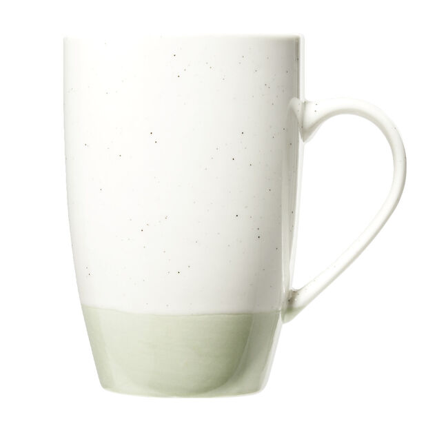 Mug en fa&iuml;ence blanc chin&eacute; et vert 500ml H15,5cm