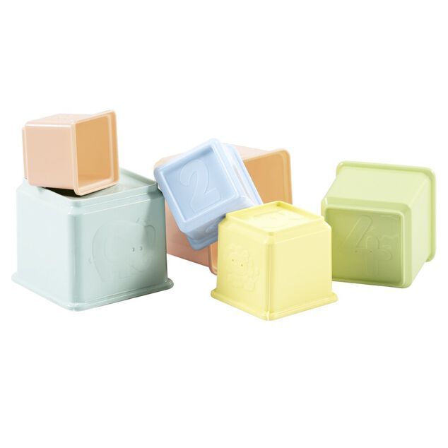 Cube &agrave; empiler pyramide carr&eacute;e plastique multicolore