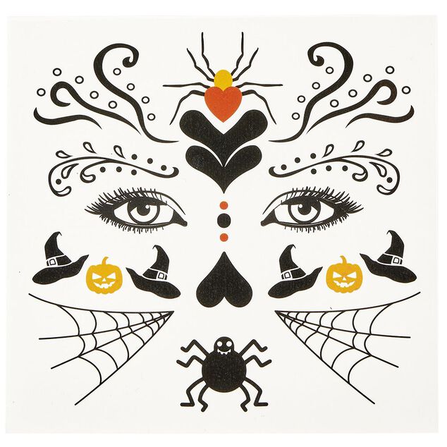 Tatouage &eacute;ph&eacute;m&egrave;re visage enfant Halloween (2 mod&egrave;les)