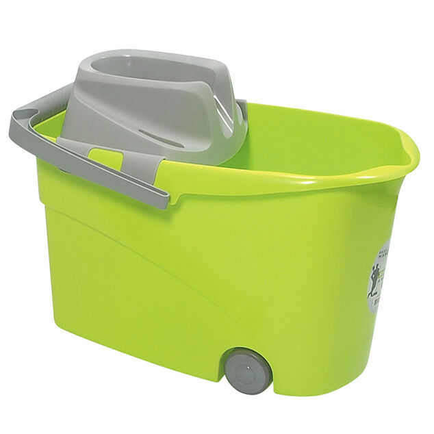 Seau Wash Easy &agrave; roulettes Paul Masquin vert et gris