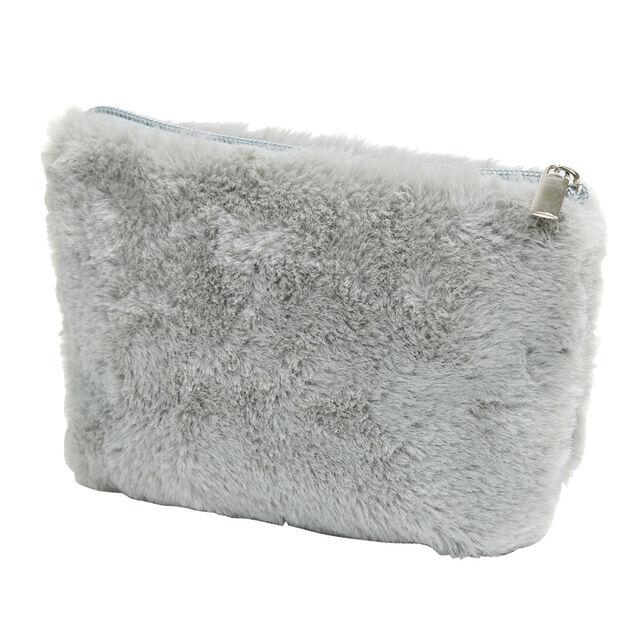 Trousse à maquillage toucher doux 14x20cm - 2 modèles rose ou gris