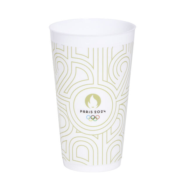 Gobelet r&eacute;utilisable polypropyl&egrave;ne blanc JO Paris 2024 650mL