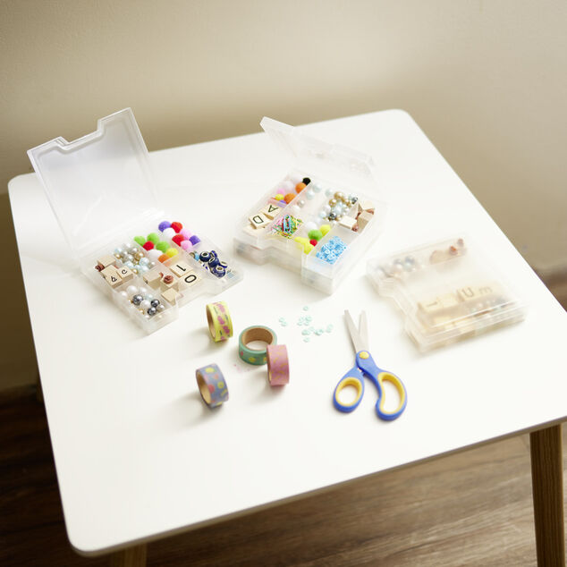 Bo&icirc;te de rangement x4 plastique empilable 13x13xH9,5cm