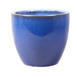 Cache pot en terre cuite &eacute;maill&eacute;e bleu &oslash;47 x H39 cm