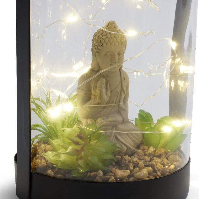 D&eacute;coration LED &agrave; poser avec int&eacute;rieur Bouddha &Oslash;12,5xH29cm