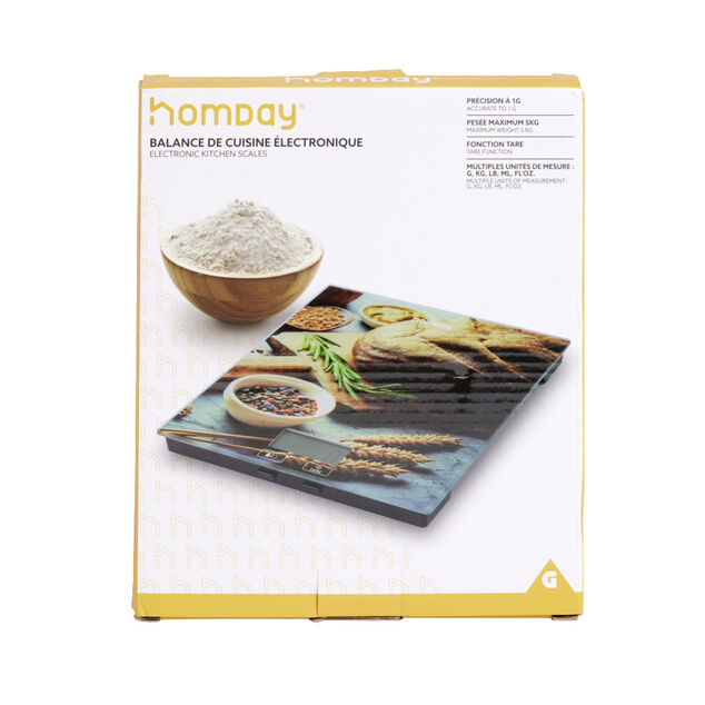 Balance de cuisine LCD 5kg &agrave; motifs 18x21cm