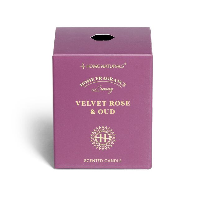 Bougie senteur rose et oud dans pot en verre &Oslash;6,4xH7,9cm rose