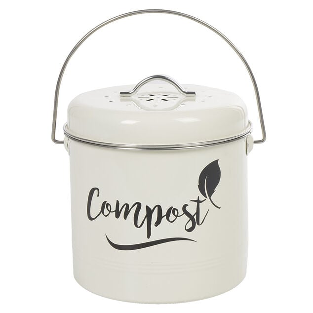 Composteur de cuisine beige noir design compost