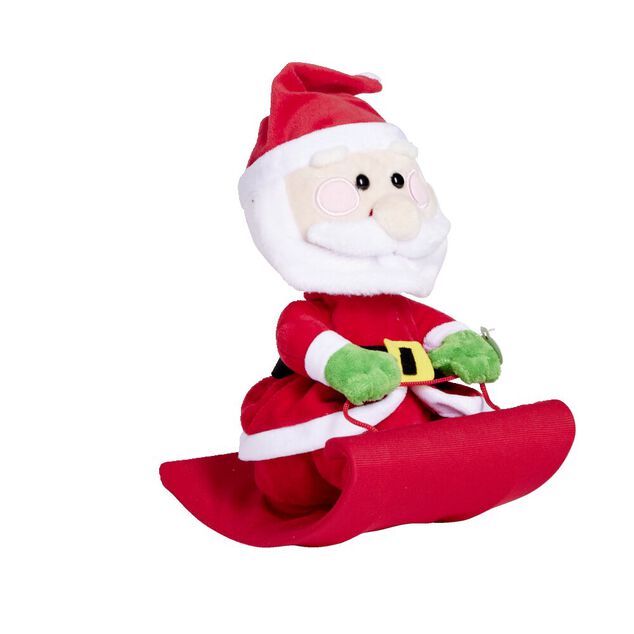 Père-Noël sur luge sonore et animé 15x20xH25cm