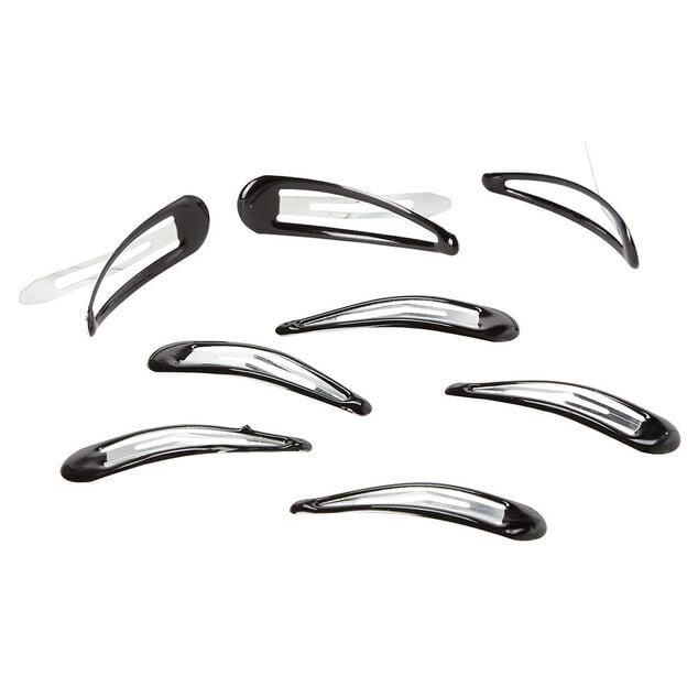 Barrette clic clac métal noir brillant x8