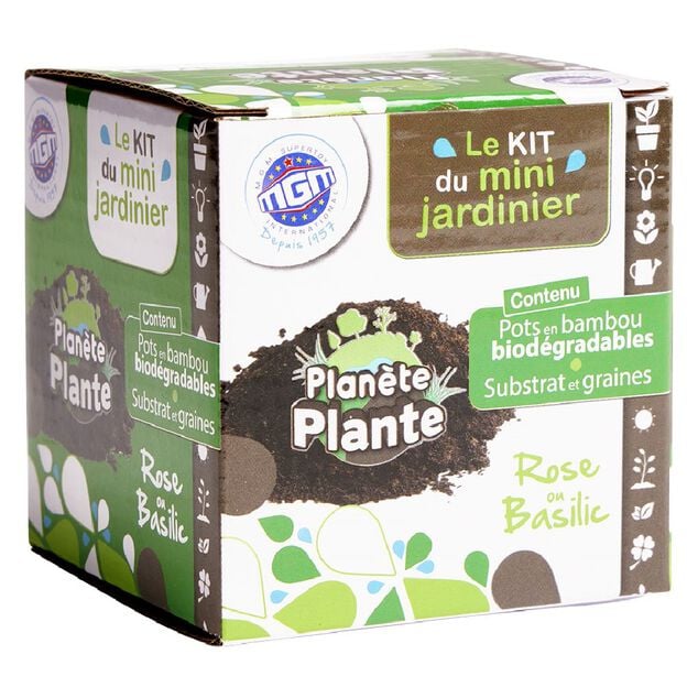 Le kit du mini jardinier pots en bambou substrat et graines