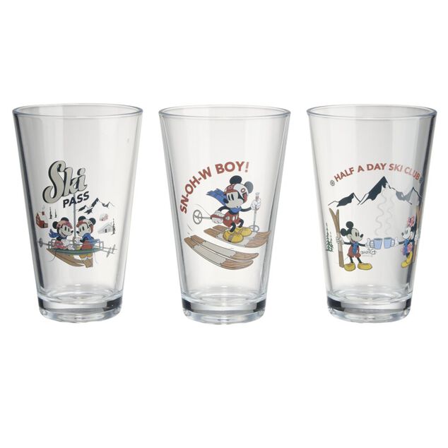 Verres x3 Disney Mickey Hiver en verre &agrave; motif 30cl
