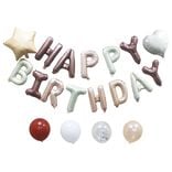 Kit arche &agrave; ballons alu et latex x37 Happy Birthday tons chocolat