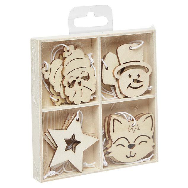 Suspension Noël en bois à peindre x12