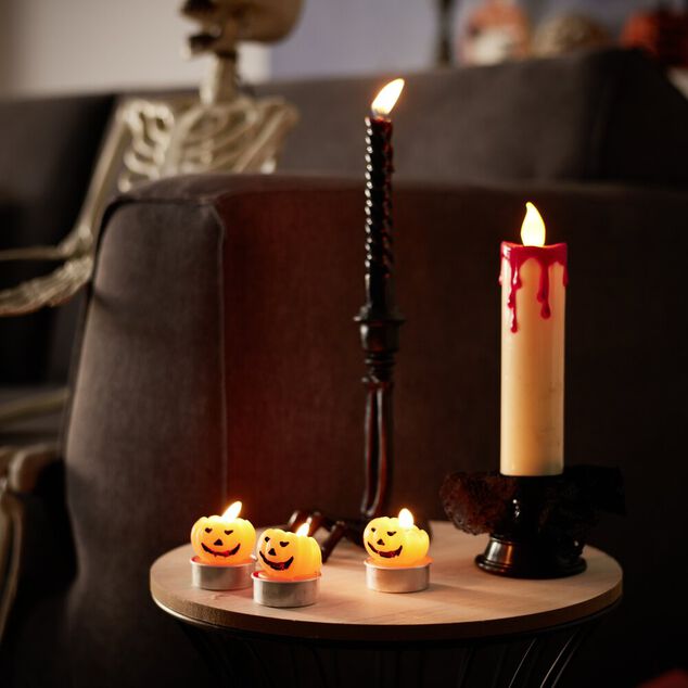 Lot de 3 bougies Halloween forme citrouille orange