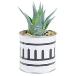 Plante artificielle succulente avec pot m&eacute;tal motif ethnique