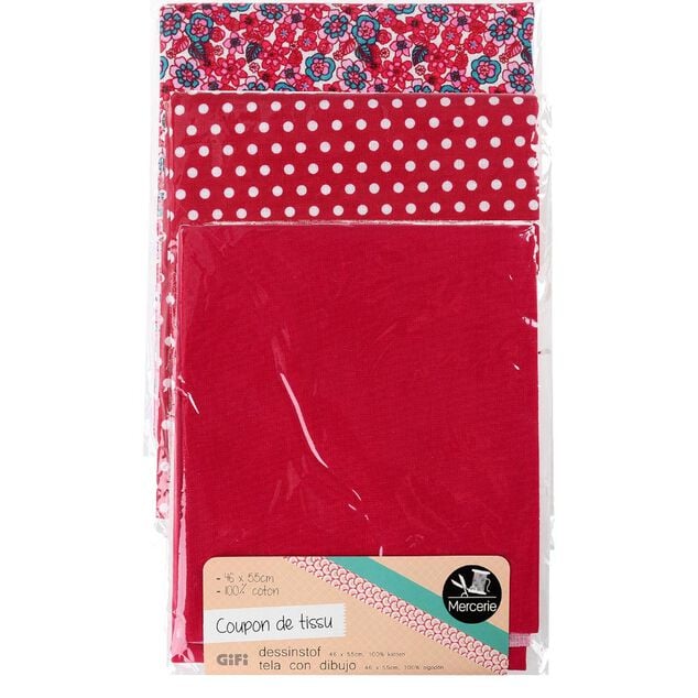 Coupon de tissu 46x55 cm en coton rouge