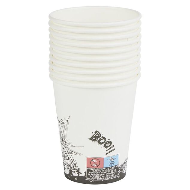 Gobelet en carton Halloween motif toile et fant&ocirc;me 25cl x10