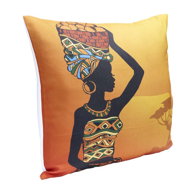 Housse coussin africaine 1 face imprim&eacute;e 1 face unie 45x45cm - 4 mod&egrave;les