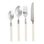 M&eacute;nag&egrave;re 4 personnes 16 couverts inox avec manche plastique blanc ivoire