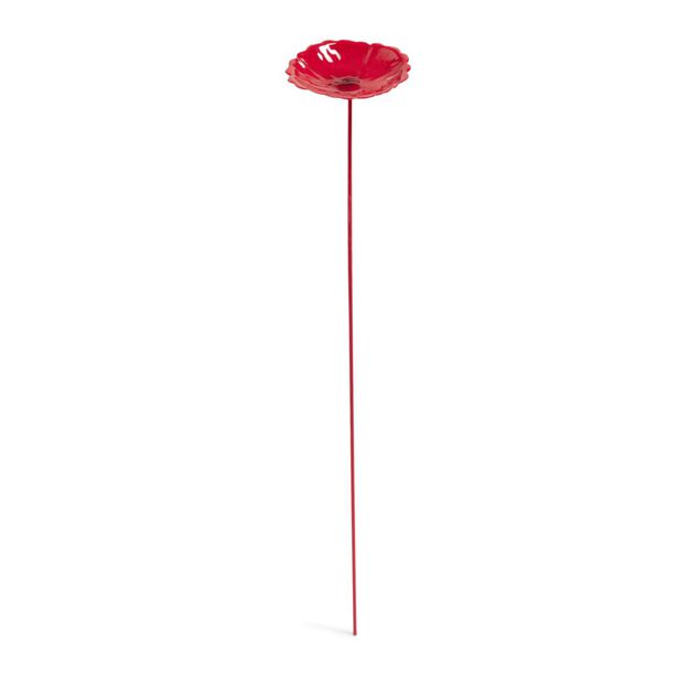 Fleur m&eacute;tal &agrave; planter coquelicot rouge H26cm