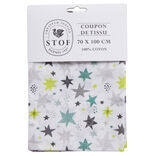 Coupon tissu imprim&eacute; Adara 70x100cm coton blanc et vert