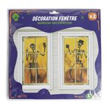 D&eacute;coration de fen&ecirc;tre Halloween silhouette squelette 2 pi&egrave;ces 85xH165cm