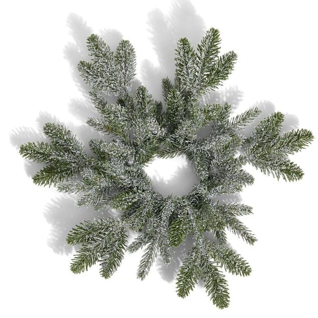 Couronne de No&euml;l enneig&eacute;e forme flocon de neige &Oslash;40cm