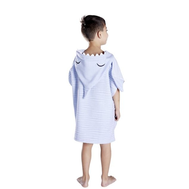 Poncho de bain enfant requin rayures bleu Taille unique 50x76cm