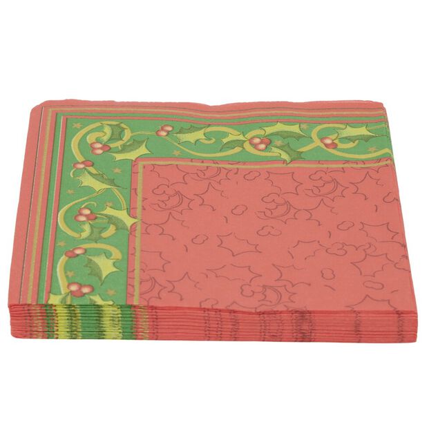 Serviette en papier 4 plis X20 pcs imprim&eacute; frise de No&euml;l v&eacute;g&eacute;tale 33X33 cm rouge
