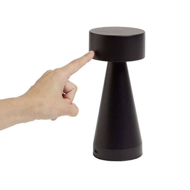 Lampe de table Squari USB tactile noire &Oslash;9,5xH22,5cm