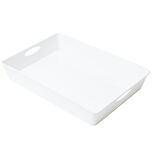 Bac de rangement plastique blanc avec poignée 37,5x26xH6cm