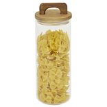 Bocal de conservation 1,1L en verre avec couvercle en bois &Oslash;9,5xH20cm