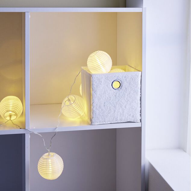 Pani&egrave;re de rangement laine boucl&eacute;e blanc 15x15xH15cm