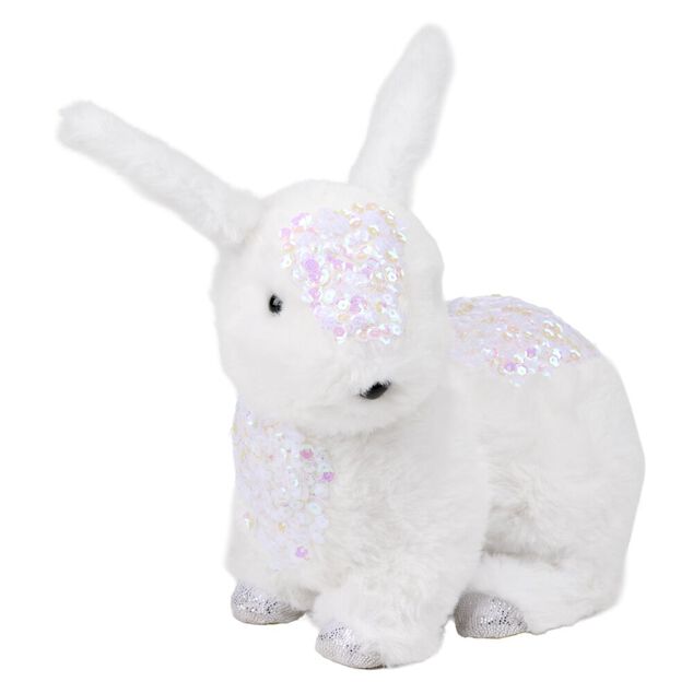 Animal de No&euml;l blanc brillant &agrave; poser H20cm (2 mod&egrave;les)