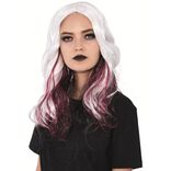 Perruque adulte Halloween vampire blanche et rouge L50cm